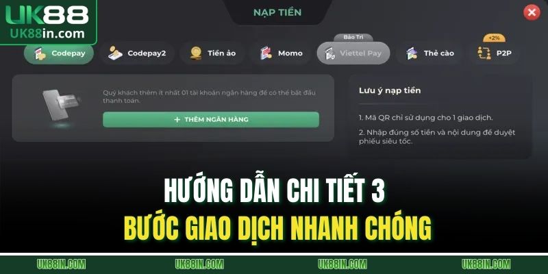 Hướng dẫn chi tiết 3 bước giao dịch nhanh chóng